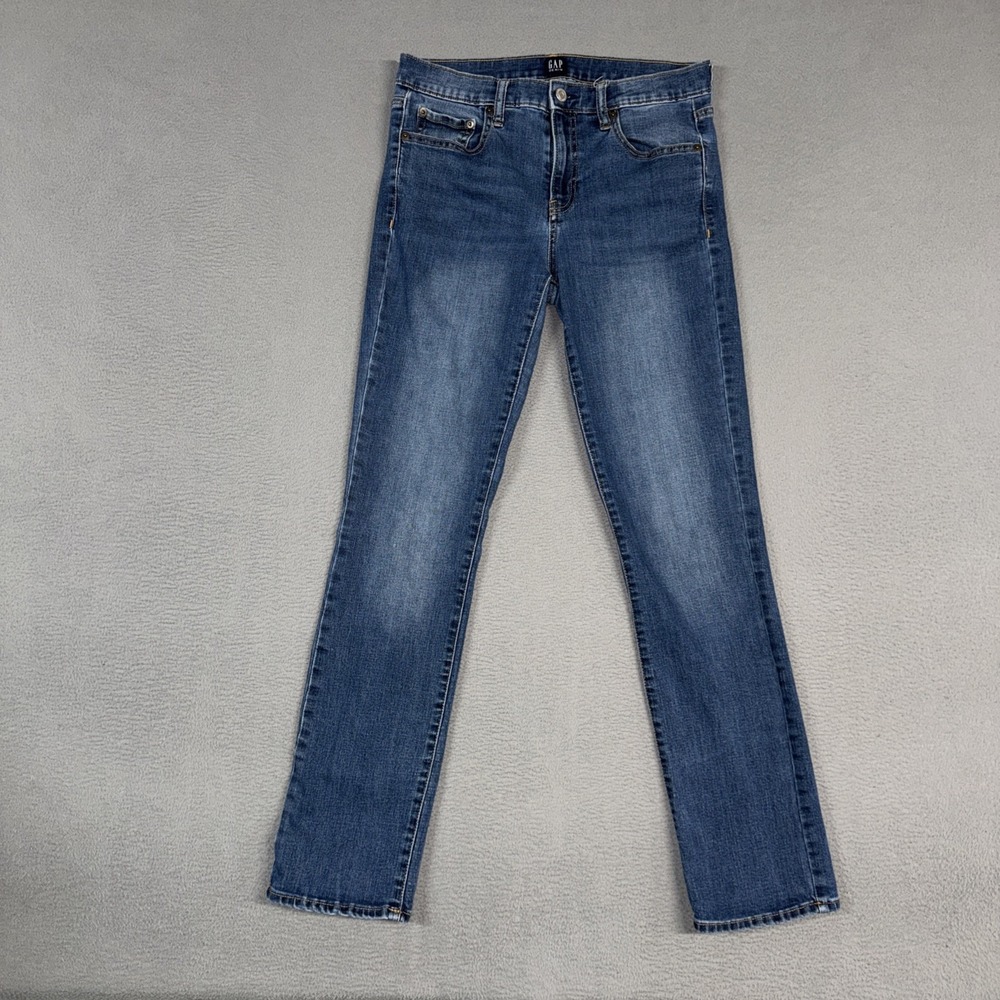 Gap Jeans Womens 29 Blue Classic Straight Stretch Distressed Denim Cotton Preppy